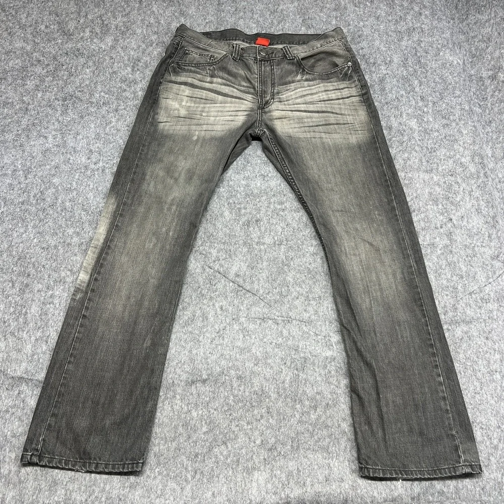 Request Jeans Mens 36x34 Gray Straight Denim Distressed Pockets Baggy Vintage